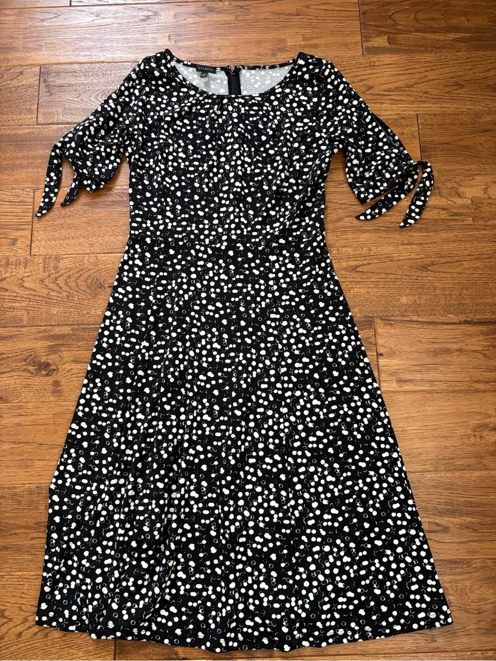 Talbots Black and White Polka Dot Midi Dress - Womens XS